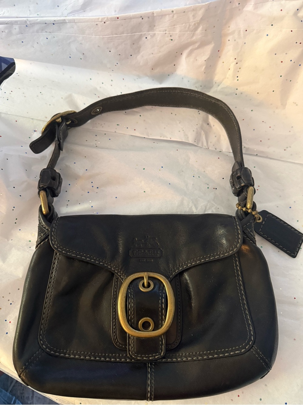 COACH Bleecker Legacy Soho 11427 Shoulder Bag Black Leather Y2K Authentic